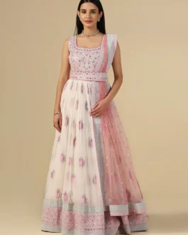 Elegance Off-White Anarkali Gown