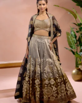 Inayat – Golden Grace Tissue Lehenga Embellished with Luxurious Zari Work