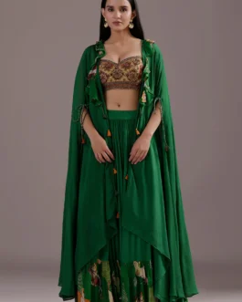 Embroidered Cutdana Lehenga Set with Stylish Shrug