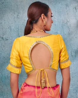 Yellow Silk Blouse With Puff Sleeves