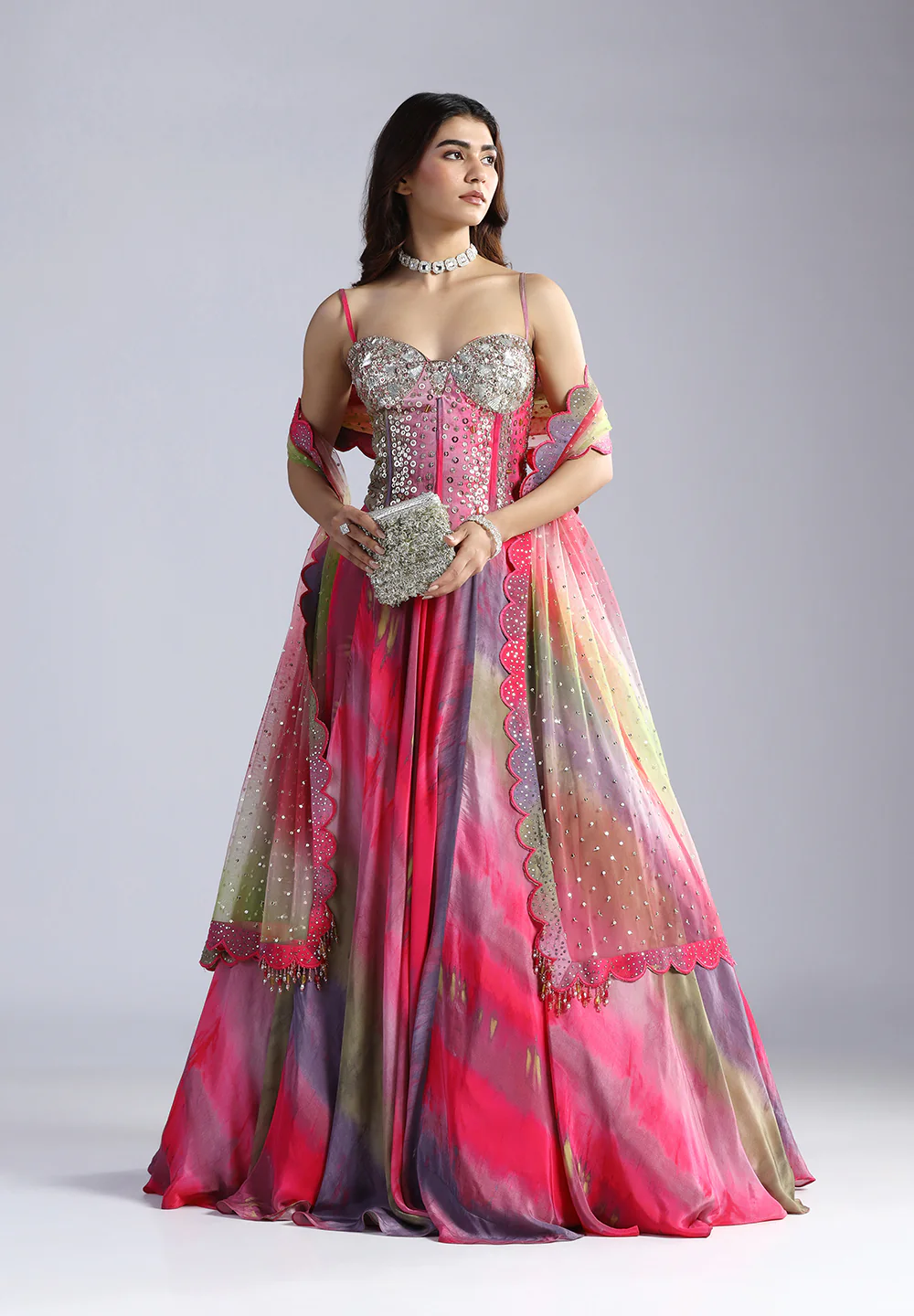 Hand-Embellished Corset & Ombré Lehenga Set - Image 2