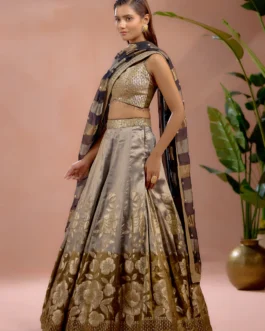 Inayat – Golden Grace Tissue Lehenga Embellished with Luxurious Zari Work