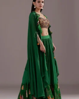 Embroidered Cutdana Lehenga Set with Stylish Shrug