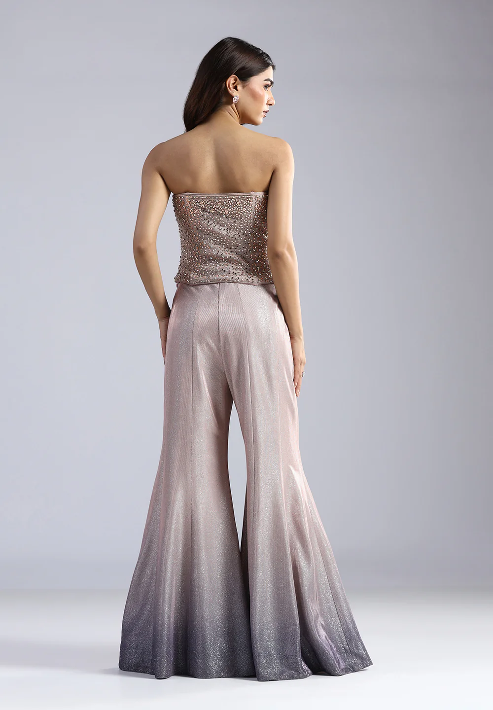 Hand-Beaded Corset & Ombré Shimmer Flared Trousers - Image 3