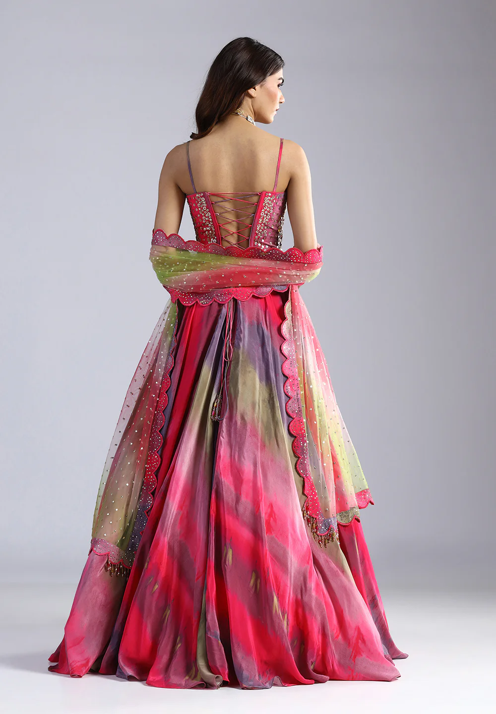 Hand-Embellished Corset & Ombré Lehenga Set - Image 3