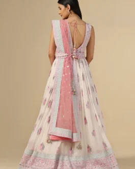 Elegance Off-White Anarkali Gown