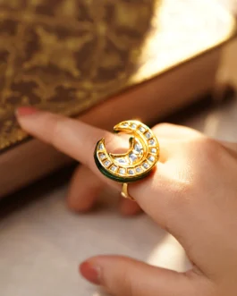 Regal Crescent Kundan Statement Ring