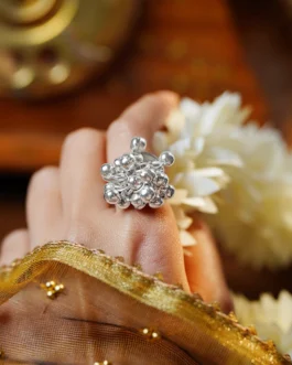 Silver Ghungroo Statement Adjustable Ring