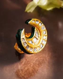 Regal Crescent Kundan Statement Ring