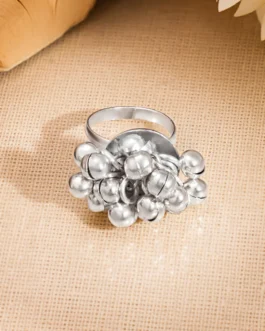 Silver Ghungroo Statement Adjustable Ring