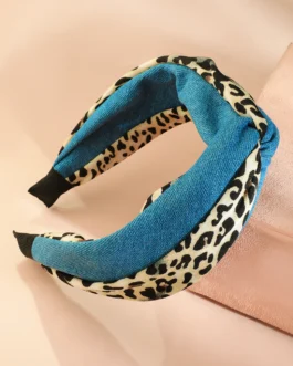 Rubans Bold Blue & Leopard Print Knotted Headband for Trendy & Stylish Look